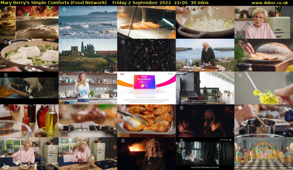 Mary Berry's Simple Comforts (Food Network) Friday 2 September 2022 22:00 - 22:30