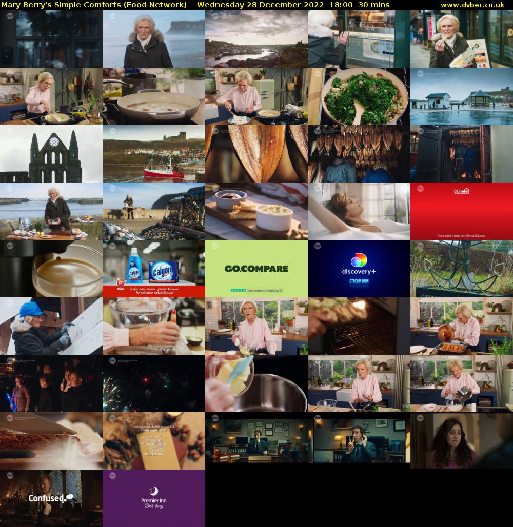 Mary Berry's Simple Comforts (Food Network) Wednesday 28 December 2022 18:00 - 18:30