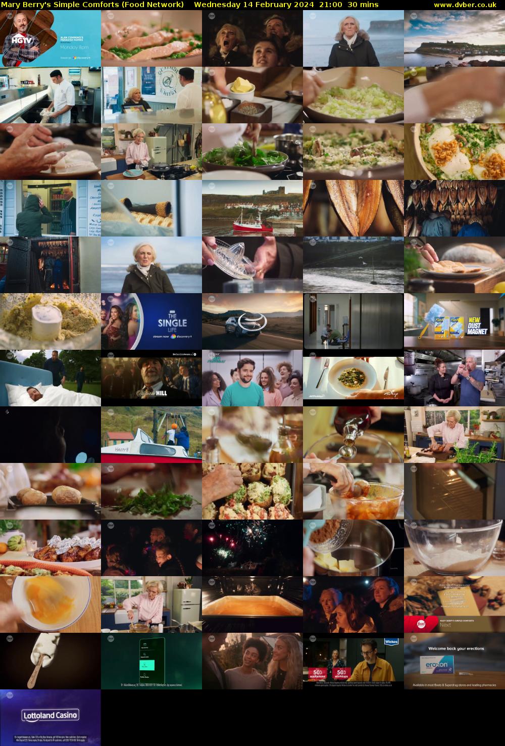 Mary Berry's Simple Comforts (Food Network) Wednesday 14 February 2024 21:00 - 21:30