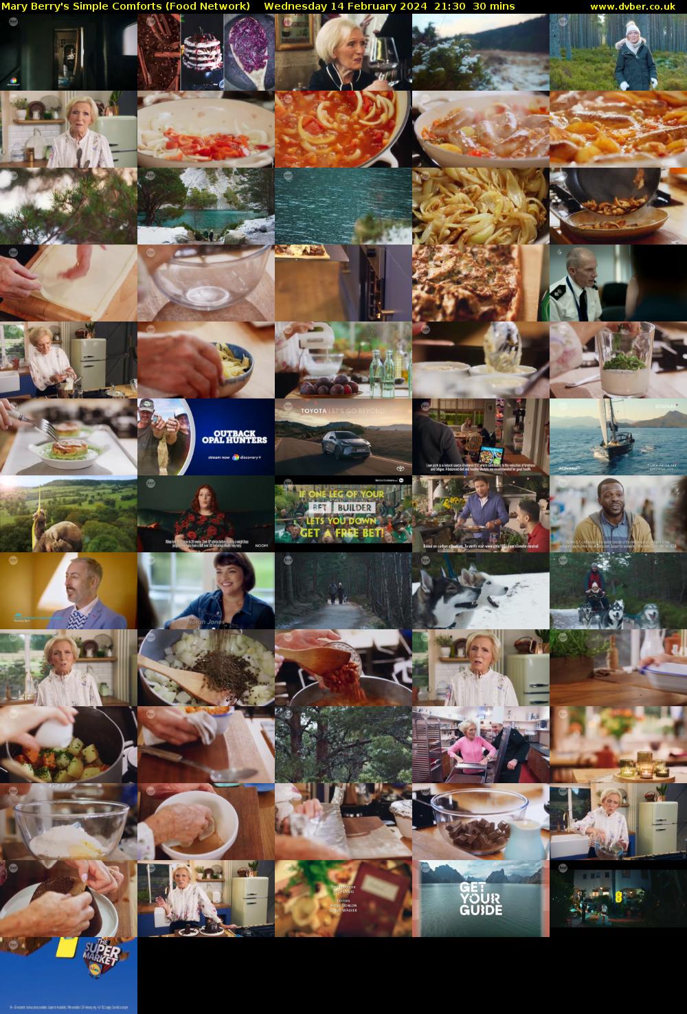 Mary Berry's Simple Comforts (Food Network) Wednesday 14 February 2024 21:30 - 22:00