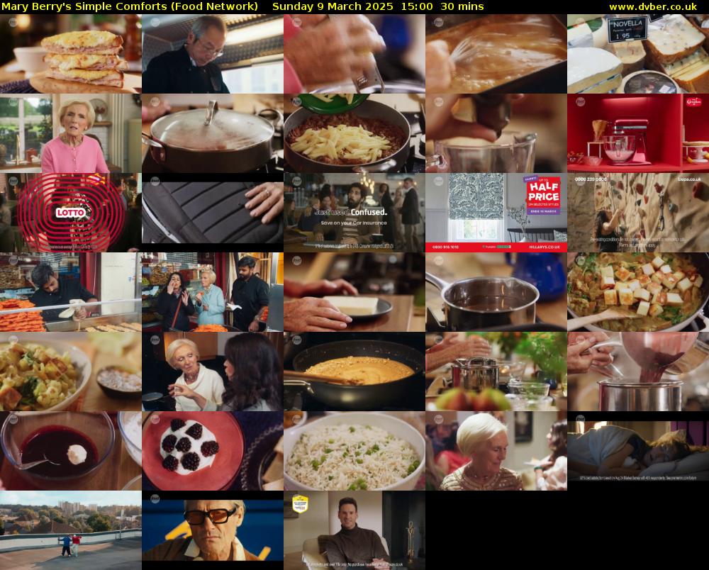 Mary Berry's Simple Comforts (Food Network) Sunday 9 March 2025 15:00 - 15:30
