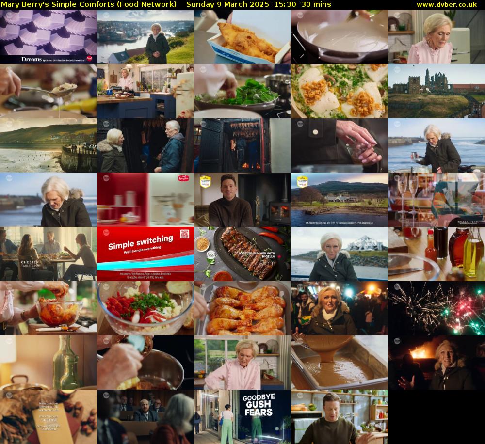 Mary Berry's Simple Comforts (Food Network) Sunday 9 March 2025 15:30 - 16:00