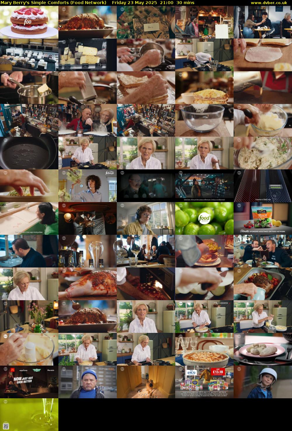 Mary Berry's Simple Comforts (Food Network) Friday 23 May 2025 21:00 - 21:30