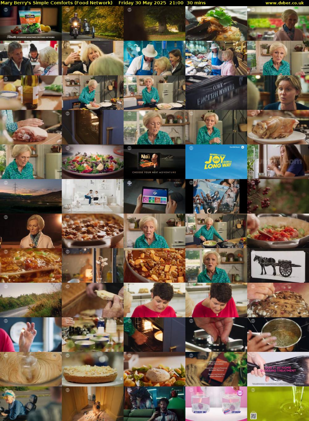 Mary Berry's Simple Comforts (Food Network) Friday 30 May 2025 21:00 - 21:30