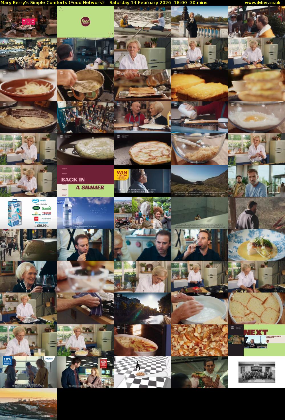 Mary Berry's Simple Comforts (Food Network) Saturday 14 February 2026 18:00 - 18:30