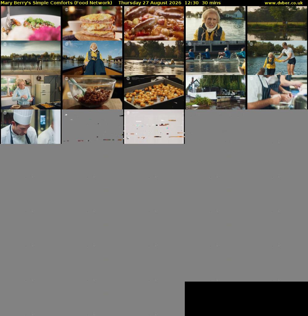 Mary Berry's Simple Comforts (Food Network) Thursday 27 August 2026 12:30 - 13:00
