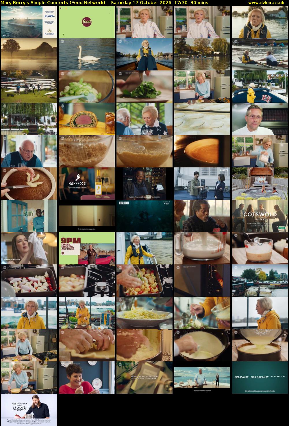 Mary Berry's Simple Comforts (Food Network) Saturday 17 October 2026 17:30 - 18:00
