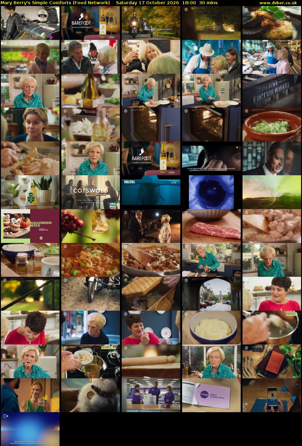 Mary Berry's Simple Comforts (Food Network) Saturday 17 October 2026 18:00 - 18:30