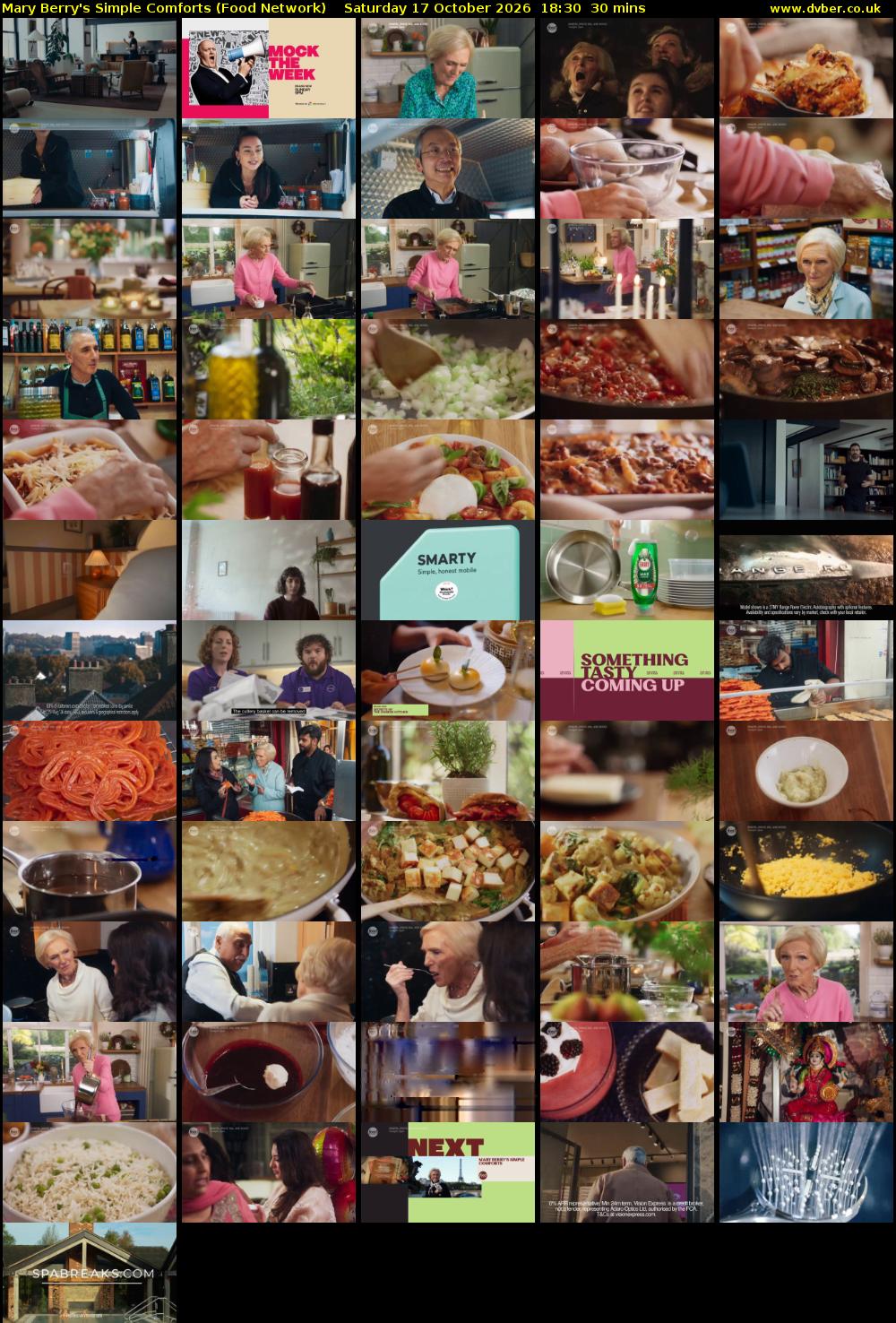Mary Berry's Simple Comforts (Food Network) Saturday 17 October 2026 18:30 - 19:00