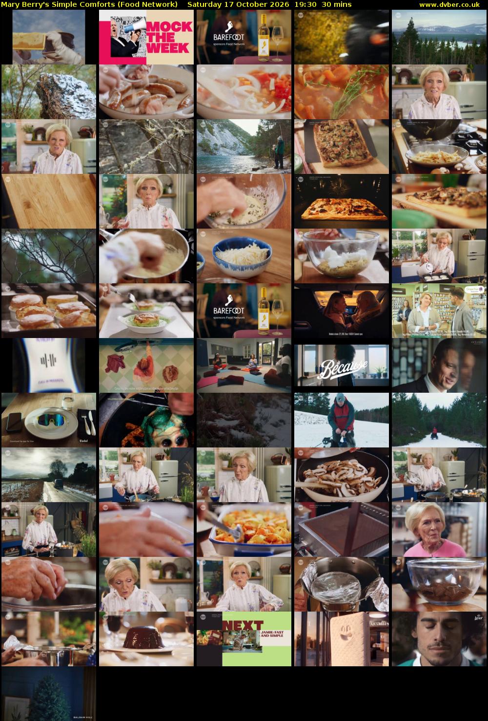 Mary Berry's Simple Comforts (Food Network) Saturday 17 October 2026 19:30 - 20:00