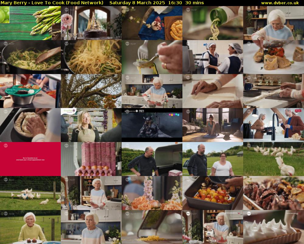 Mary Berry - Love To Cook (Food Network) Saturday 8 March 2025 16:30 - 17:00