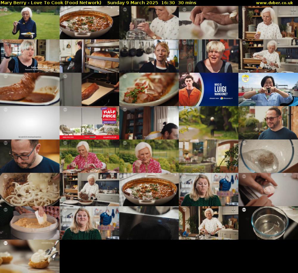 Mary Berry - Love To Cook (Food Network) Sunday 9 March 2025 16:30 - 17:00
