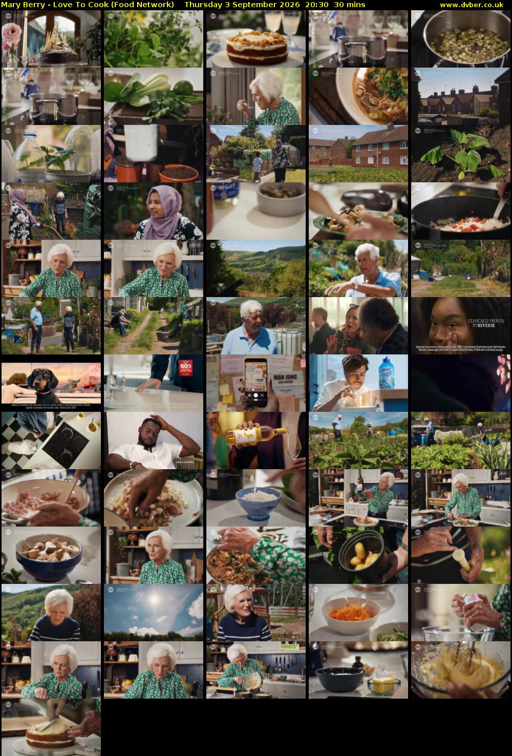 Mary Berry - Love To Cook (Food Network) Thursday 3 September 2026 20:30 - 21:00