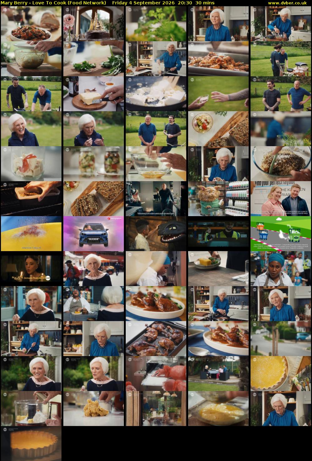 Mary Berry - Love To Cook (Food Network) Friday 4 September 2026 20:30 - 21:00
