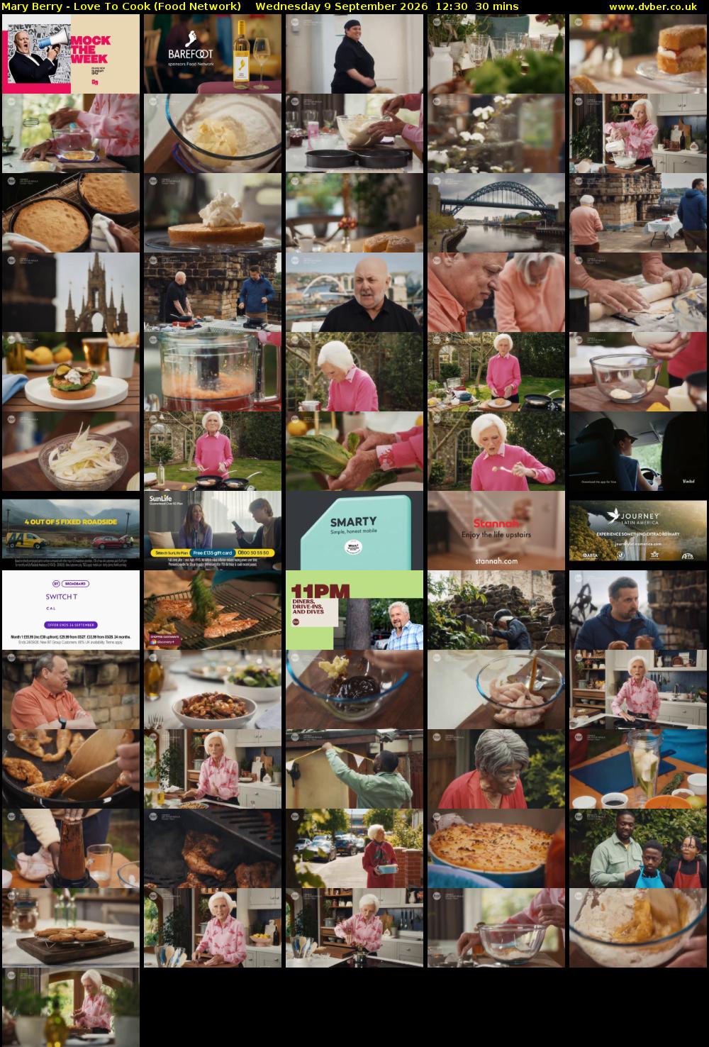 Mary Berry - Love To Cook (Food Network) Wednesday 9 September 2026 12:30 - 13:00