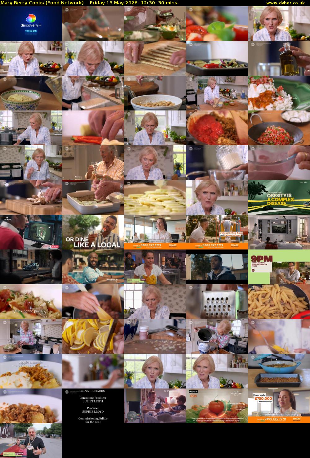 Mary Berry Cooks (Food Network) Friday 15 May 2026 12:30 - 13:00