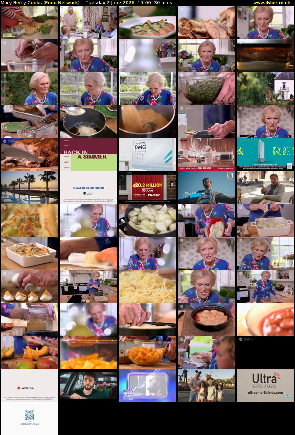 Mary Berry Cooks (Food Network) Tuesday 2 June 2026 15:00 - 15:30