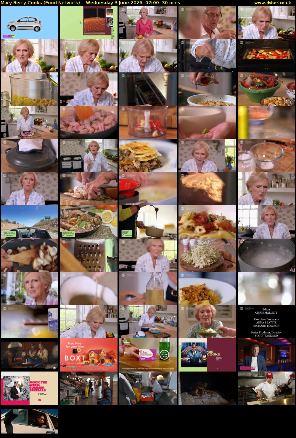 Mary Berry Cooks (Food Network) Wednesday 3 June 2026 07:00 - 07:30