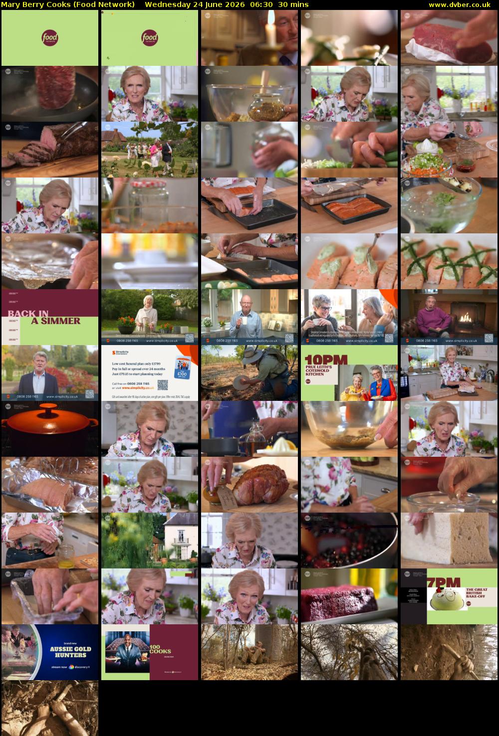 Mary Berry Cooks (Food Network) Wednesday 24 June 2026 06:30 - 07:00