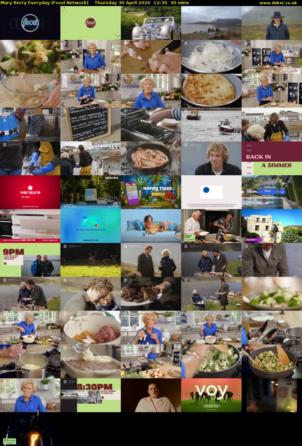 Mary Berry Everyday (Food Network) Thursday 30 April 2026 12:30 - 13:00