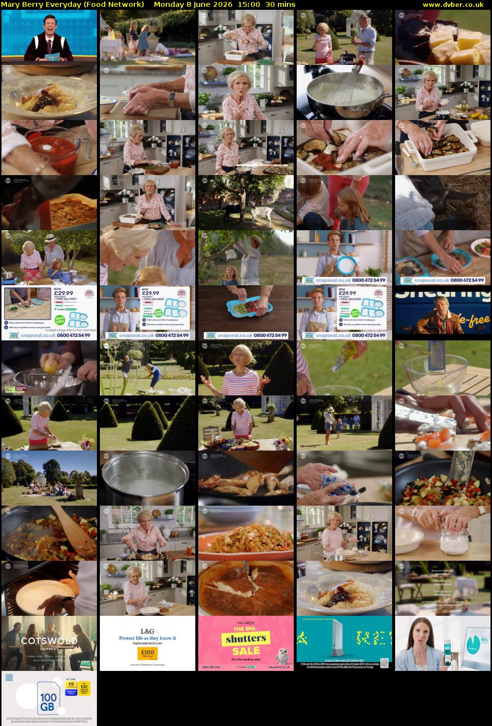 Mary Berry Everyday (Food Network) Monday 8 June 2026 15:00 - 15:30