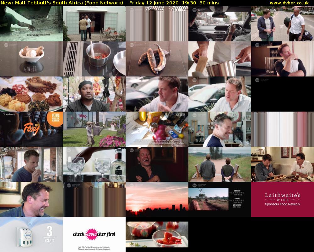 Matt Tebbutt's South Africa (Food Network) Friday 12 June 2020 19:30 - 20:00