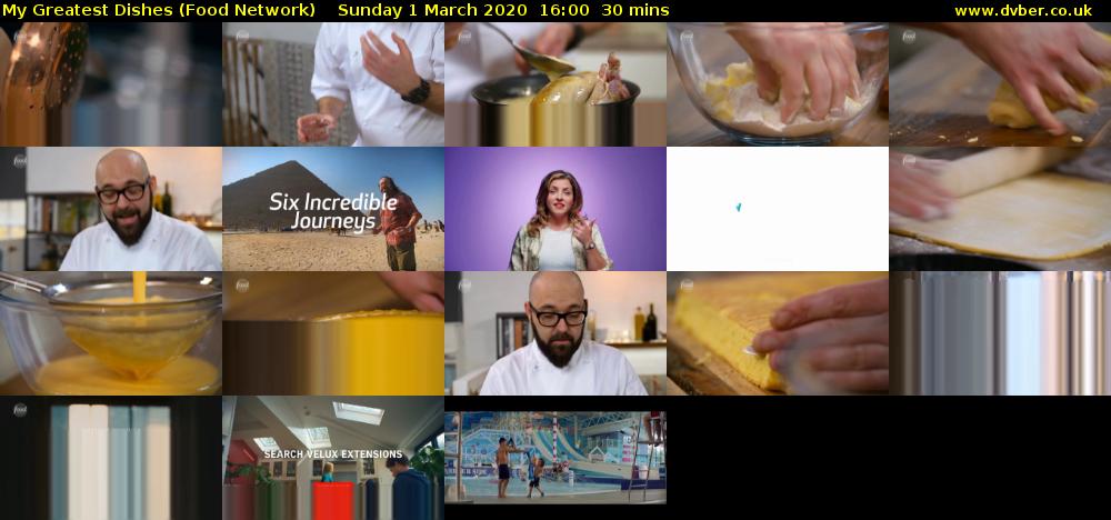 My Greatest Dishes (Food Network) Sunday 1 March 2020 16:00 - 16:30