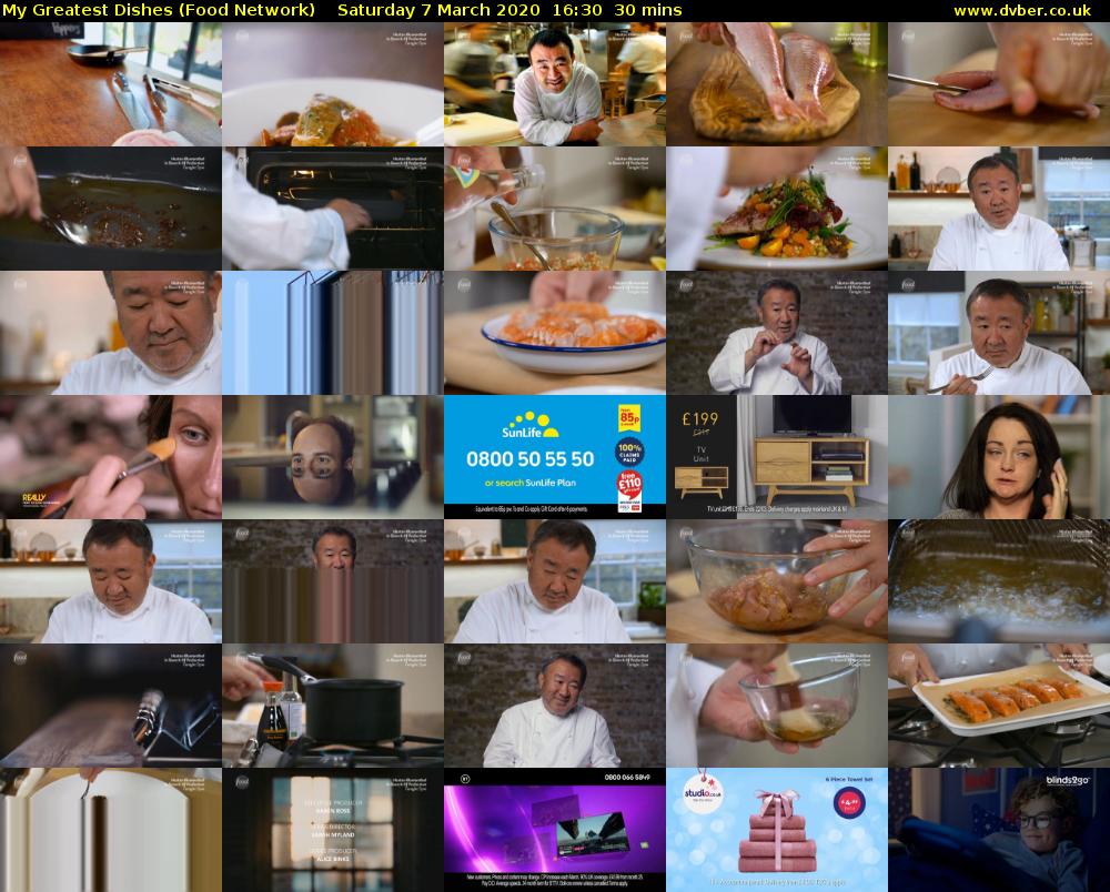 My Greatest Dishes (Food Network) Saturday 7 March 2020 16:30 - 17:00