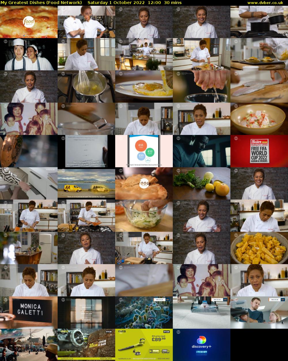 My Greatest Dishes (Food Network) Saturday 1 October 2022 12:00 - 12:30