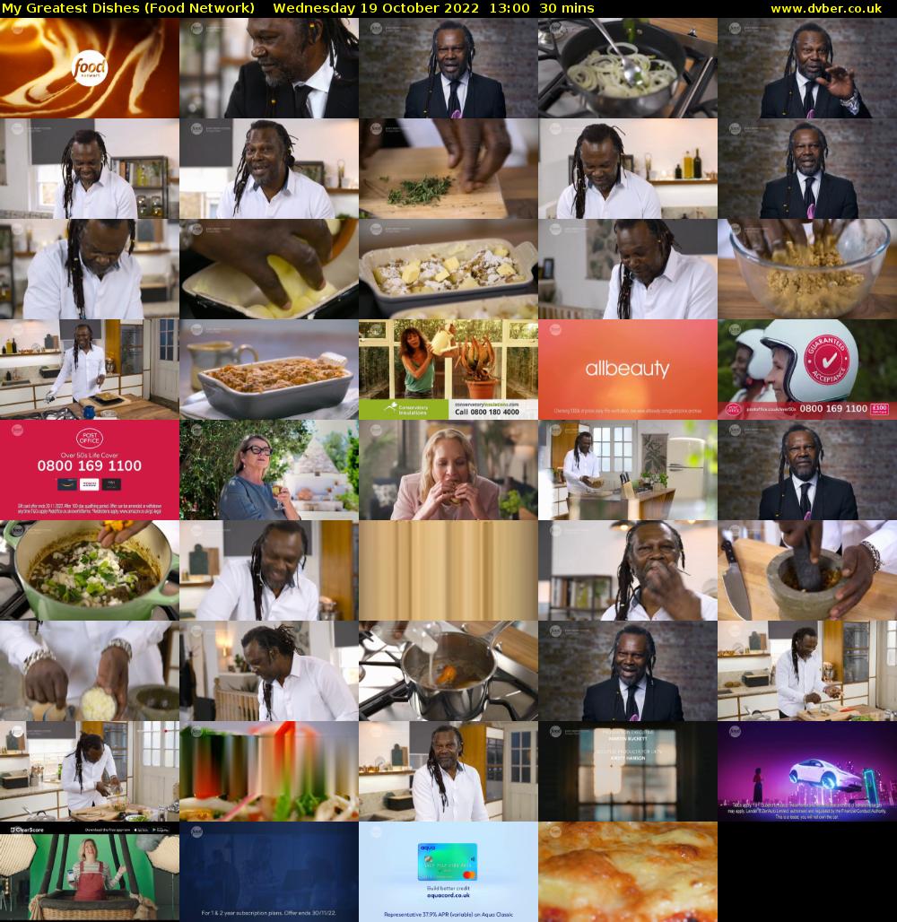 My Greatest Dishes (Food Network) Wednesday 19 October 2022 13:00 - 13:30