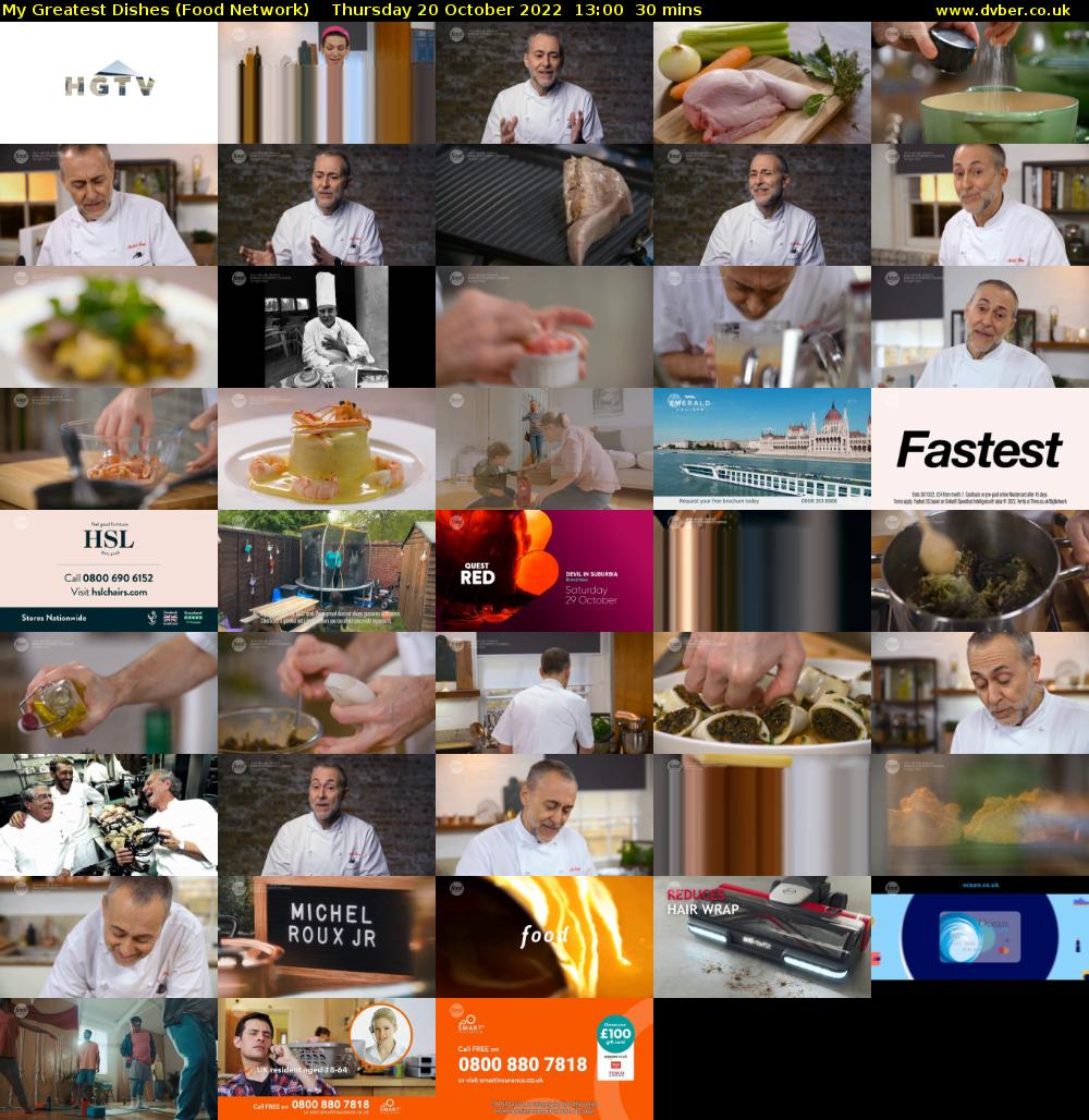 My Greatest Dishes (Food Network) Thursday 20 October 2022 13:00 - 13:30