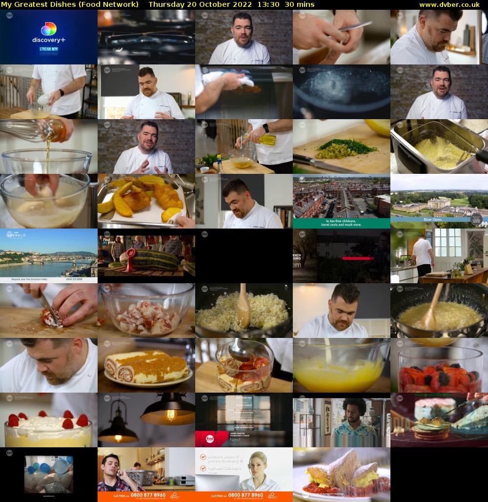 My Greatest Dishes (Food Network) Thursday 20 October 2022 13:30 - 14:00