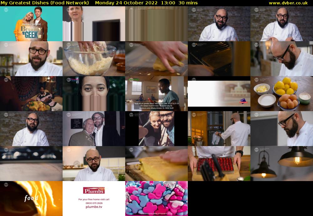 My Greatest Dishes (Food Network) Monday 24 October 2022 13:00 - 13:30