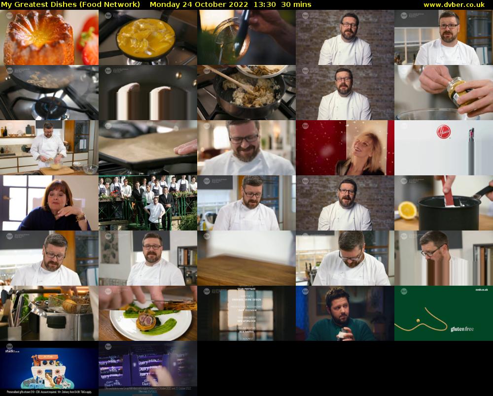 My Greatest Dishes (Food Network) Monday 24 October 2022 13:30 - 14:00