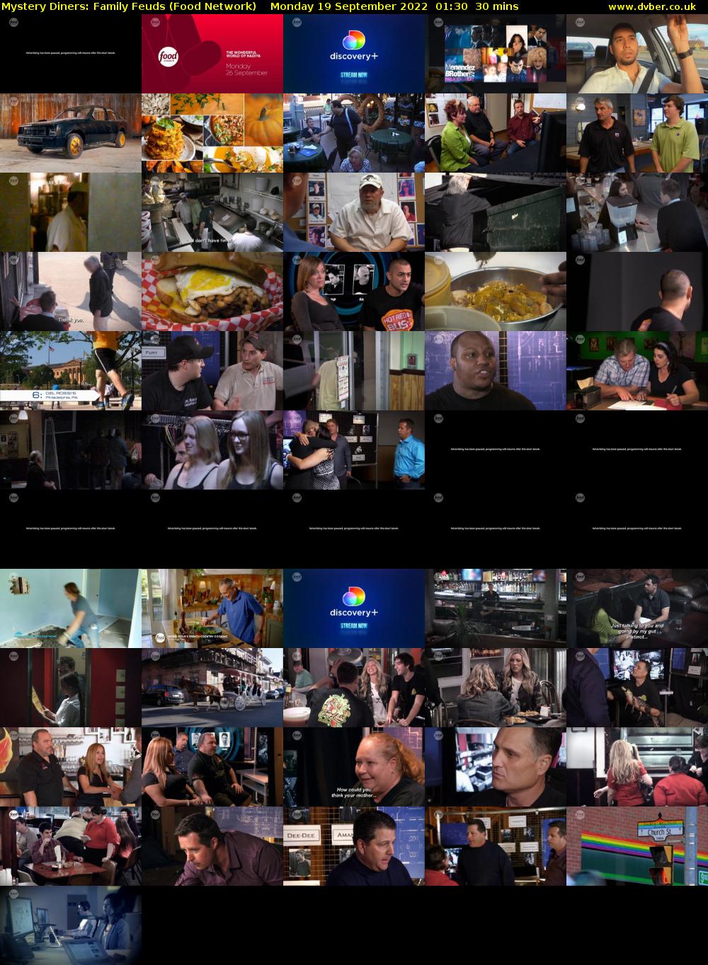 Mystery Diners: Family Feuds (Food Network) Monday 19 September 2022 01:30 - 02:00