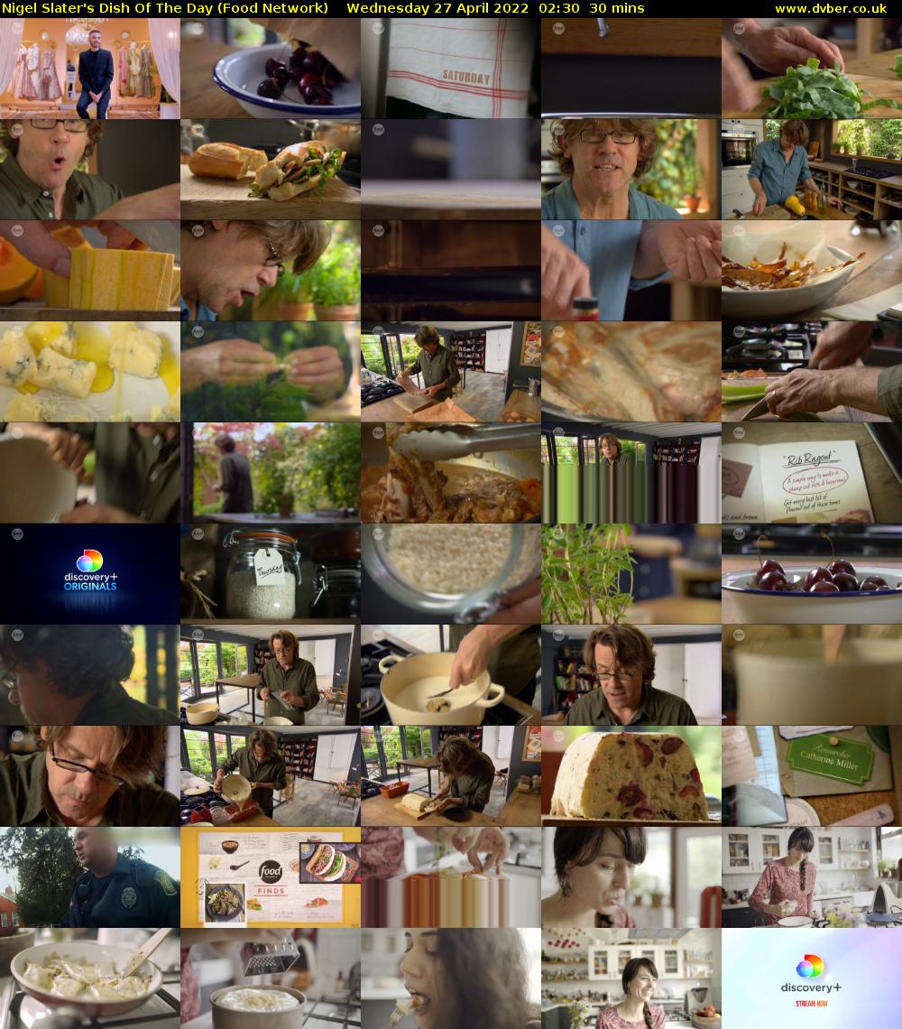 Nigel Slater's Dish Of The Day (Food Network) Wednesday 27 April 2022 02:30 - 03:00