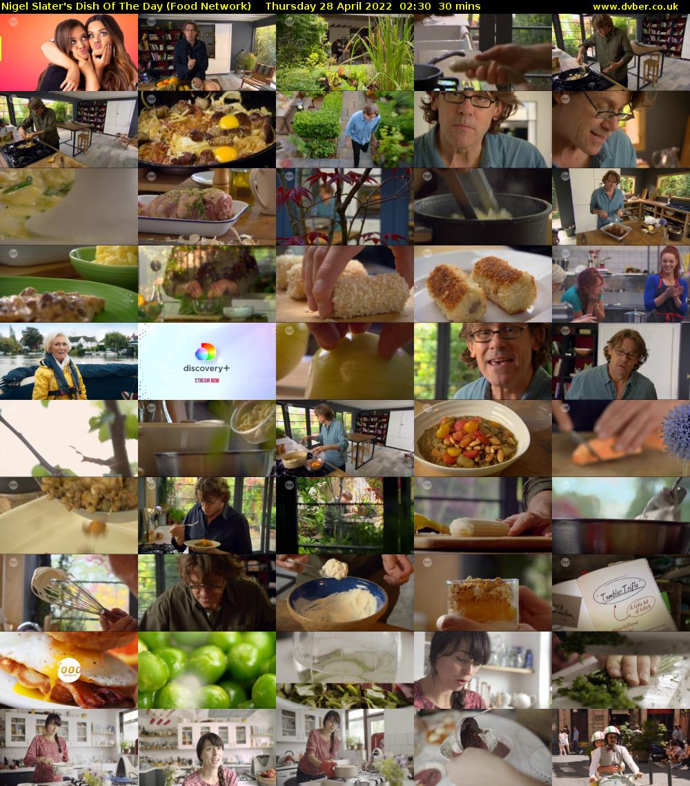 Nigel Slater's Dish Of The Day (Food Network) Thursday 28 April 2022 02:30 - 03:00