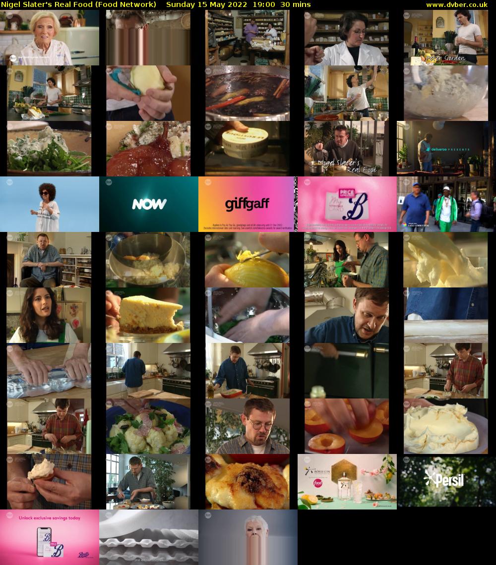 Nigel Slater's Real Food (Food Network) Sunday 15 May 2022 19:00 - 19:30