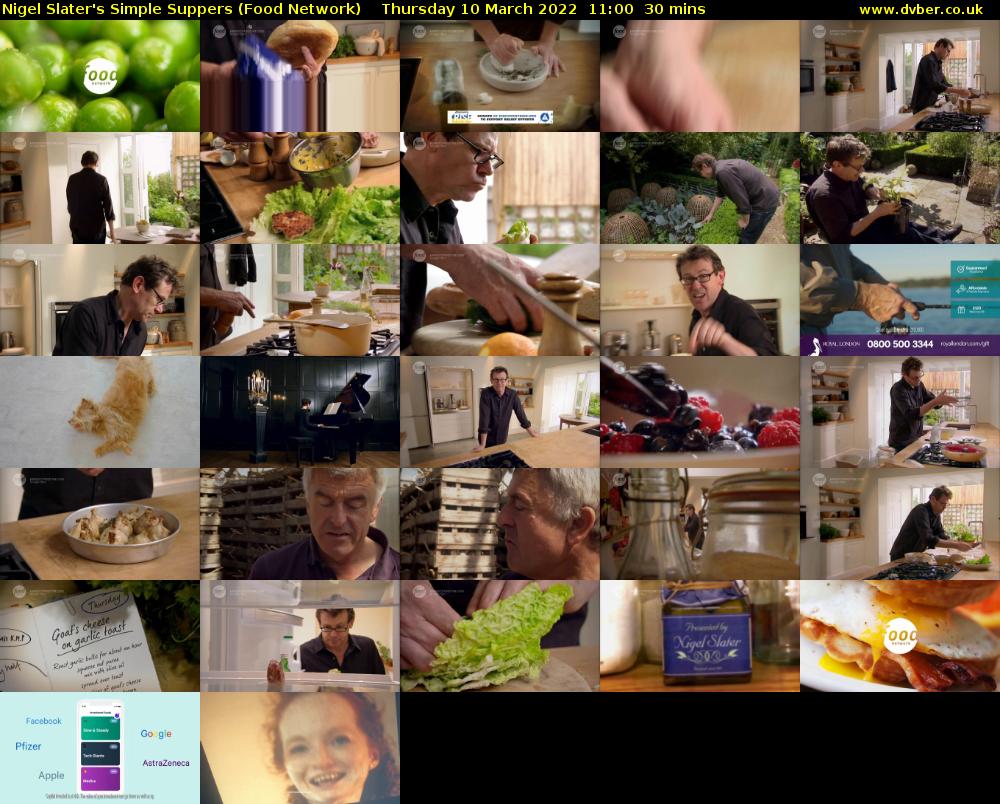 Nigel Slater's Simple Suppers (Food Network) Thursday 10 March 2022 11:00 - 11:30