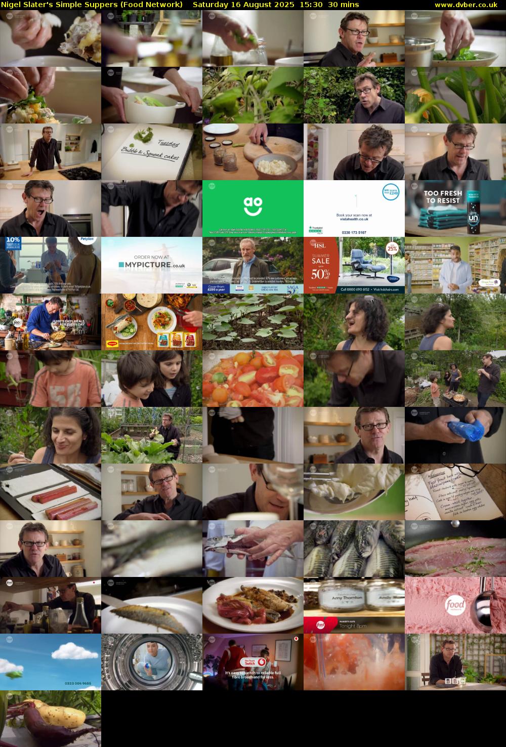 Nigel Slater's Simple Suppers (Food Network) Saturday 16 August 2025 15:30 - 16:00