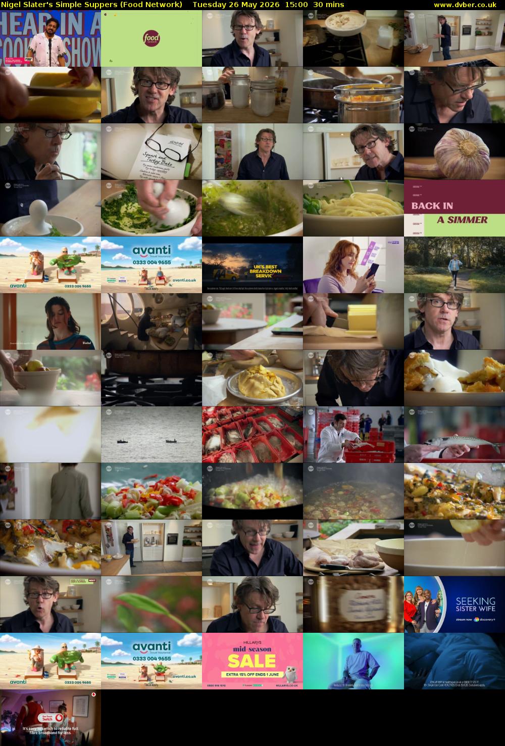Nigel Slater's Simple Suppers (Food Network) Tuesday 26 May 2026 15:00 - 15:30