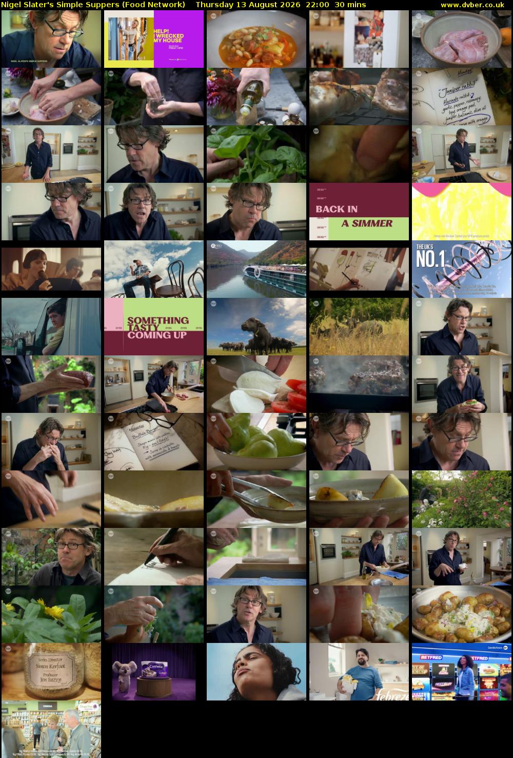 Nigel Slater's Simple Suppers (Food Network) Thursday 13 August 2026 22:00 - 22:30