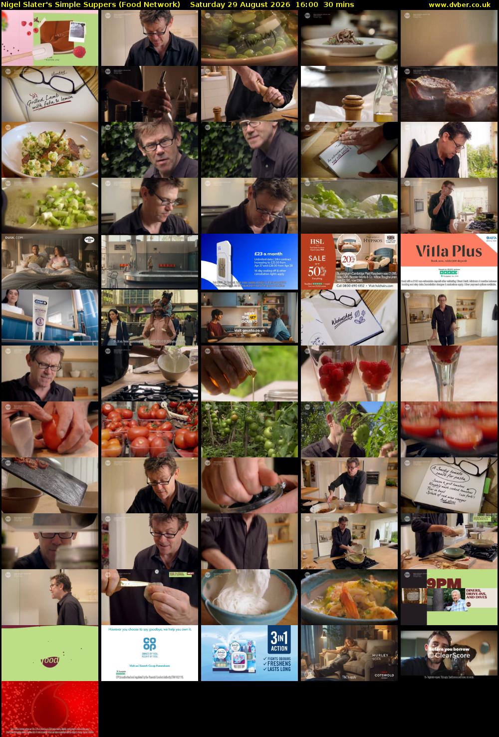 Nigel Slater's Simple Suppers (Food Network) Saturday 29 August 2026 16:00 - 16:30