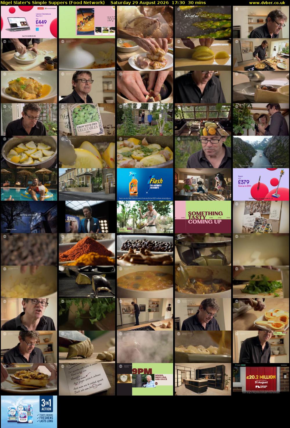 Nigel Slater's Simple Suppers (Food Network) Saturday 29 August 2026 17:30 - 18:00
