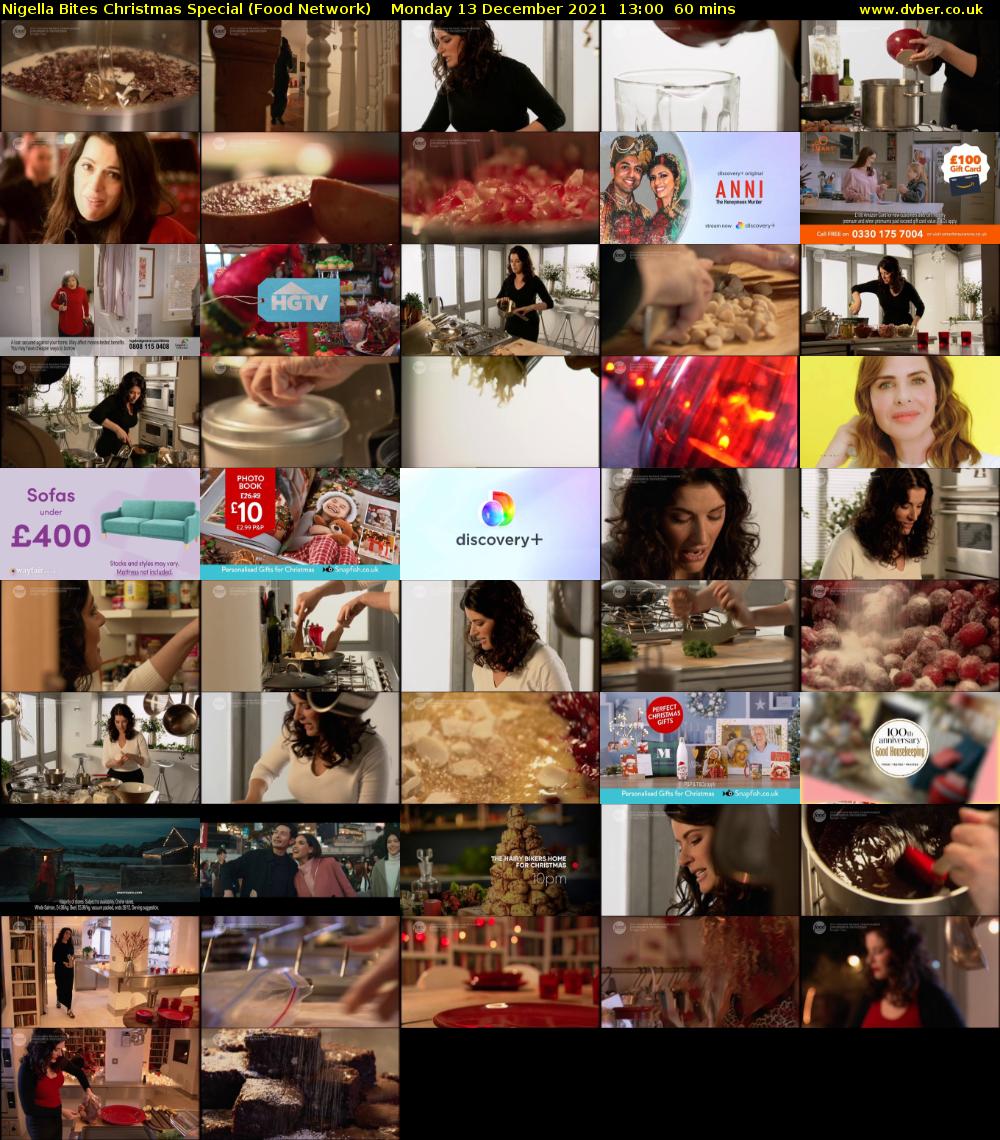 Nigella Bites Christmas Special (Food Network) Monday 13 December 2021 13:00 - 14:00