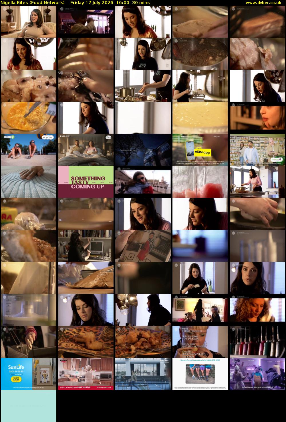 Nigella Bites (Food Network) Friday 17 July 2026 16:00 - 16:30