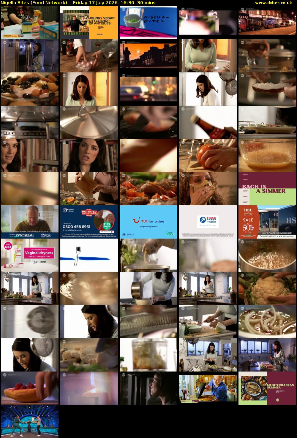 Nigella Bites (Food Network) Friday 17 July 2026 16:30 - 17:00