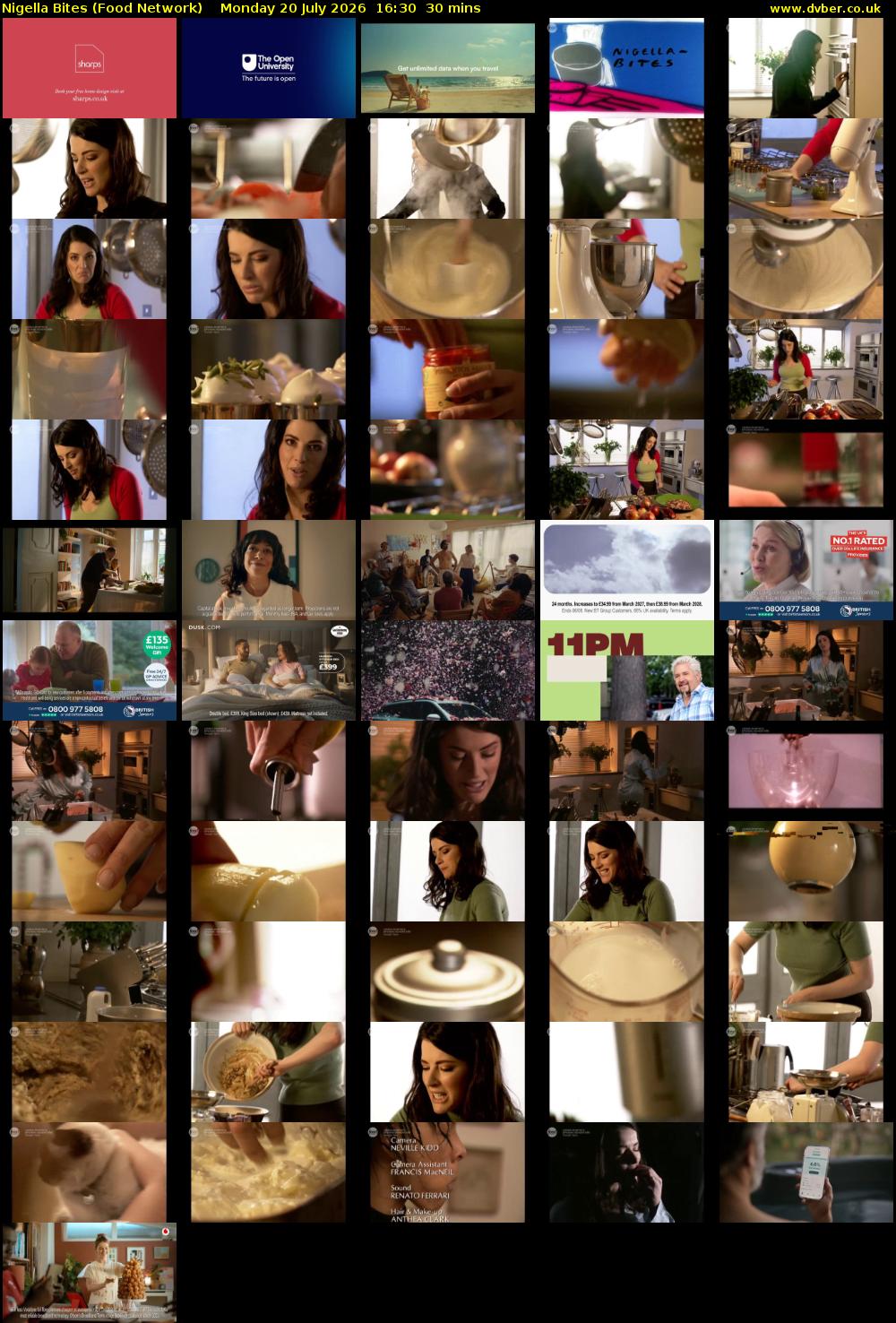 Nigella Bites (Food Network) Monday 20 July 2026 16:30 - 17:00