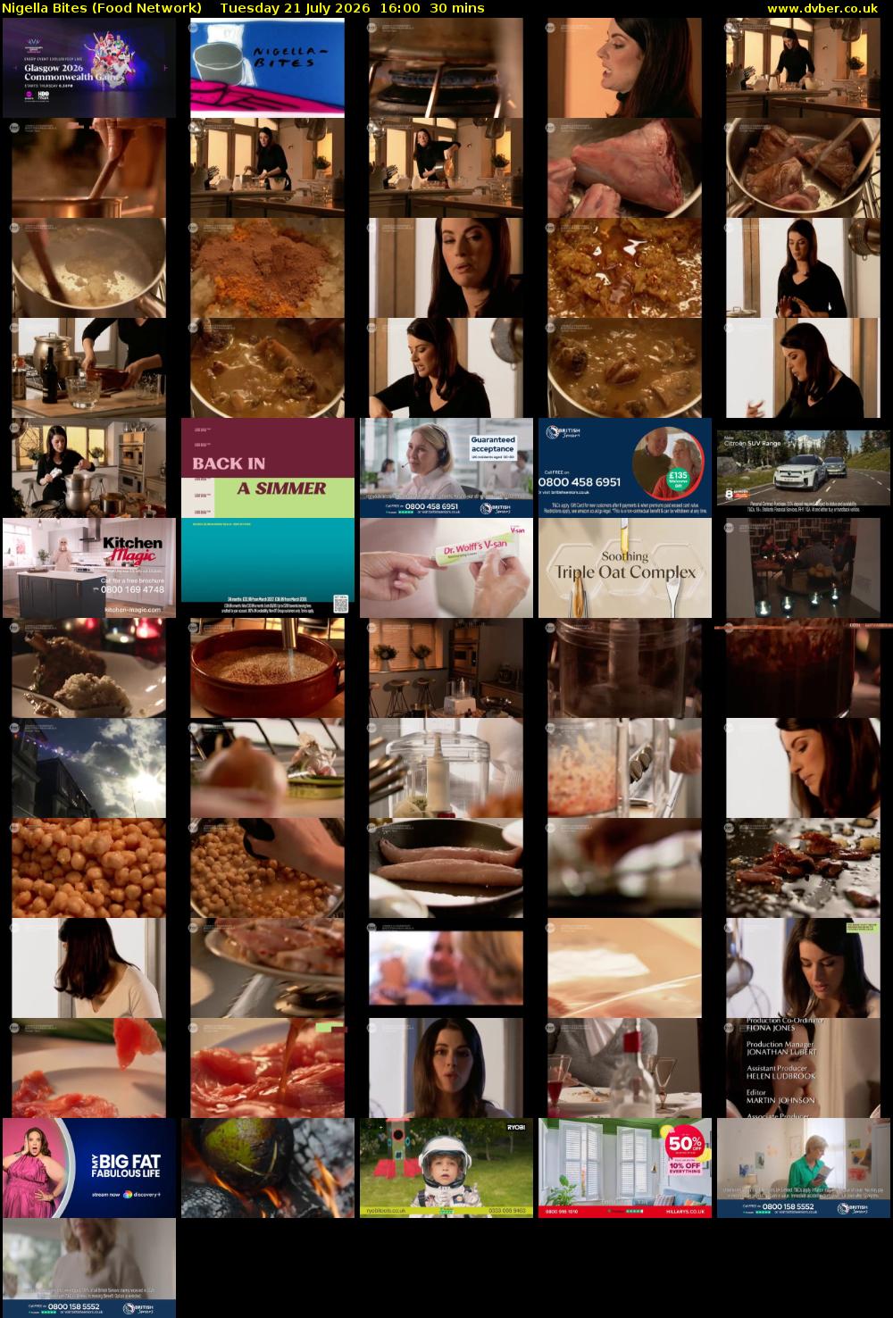 Nigella Bites (Food Network) Tuesday 21 July 2026 16:00 - 16:30