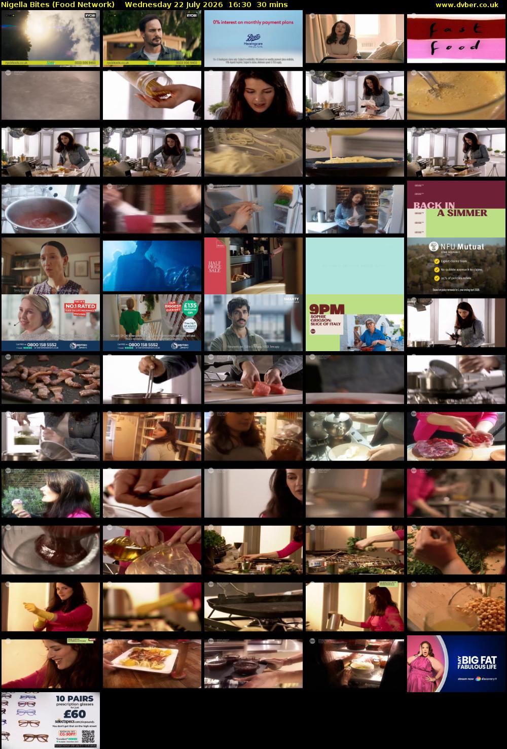 Nigella Bites (Food Network) Wednesday 22 July 2026 16:30 - 17:00
